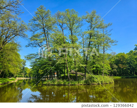 Tranquil River Landscape on a Sunny Day 129366842