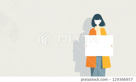 拿著一張白紙的女孩 129366957