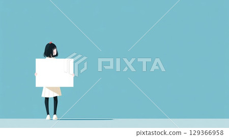 拿著一張白紙的女孩 129366958