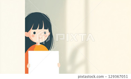 拿著一張白紙的女孩 拿著一張白紙的女孩 129367051