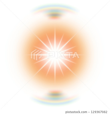 透明背景上有鏡頭眩光的橙色星光效果 129367082