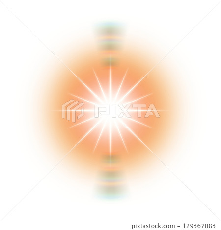 透明背景上垂直出現鏡頭眩光的橘色星光效果 透明背景上垂直出現鏡頭眩光的橘色星光效果 129367083