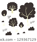 Simple black and beige tree and grass vector material | Trees, grass, plants, forest 129367129