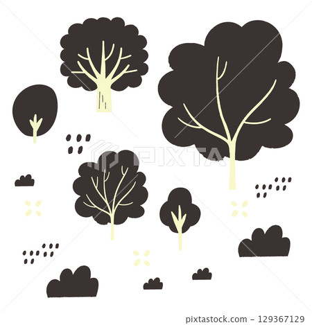 Simple black and beige tree and grass vector material | Trees, grass, plants, forest Simple black and beige tree and grass vector material | Trees, grass, plants, forest 129367129