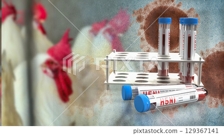 The Blood Tube for avian influenza or bird flu concept 3d Rendering. 129367141