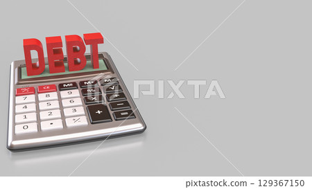The Calculator and gold coins for DEBt or Business concept 3d Rendering. 129367150