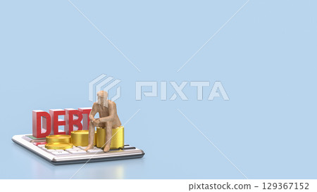 The Calculator and gold coins for DEBt or Business concept 3d Rendering. The Calculator and gold coins for DEBt or Business concept 3d Rendering. 129367152