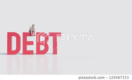 The Debt and Man for Business concept 3d Rendering. 129367153