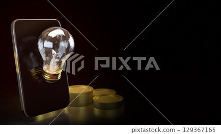 The Light bulb and mobile for idea or Business concept 3d Rendering. 129367165