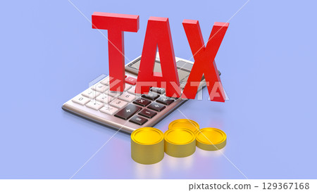 The Calculator and coins for TAX or Business concept 3d Rendering. 129367168