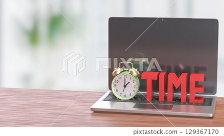 The Alarm clock and Text for Time concept 3d Rendering. 129367170