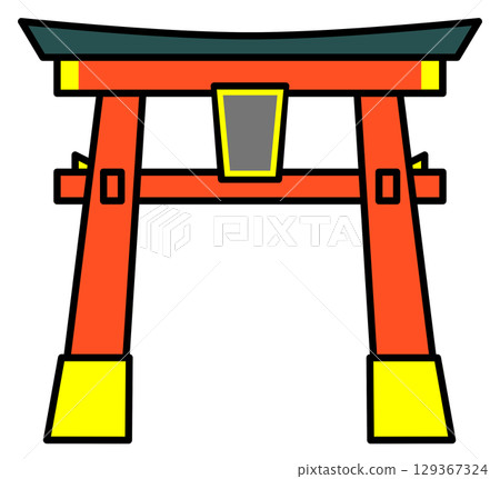 Mysterious torii gate illustrations for talismans and barriers at shrines and temples 129367324