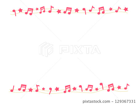 紅色音符上下框 紅色音符上下框 129367331