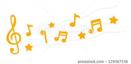 橙色的可愛音符插圖 橙色的可愛音符插圖 129367336