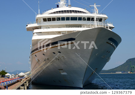 Large cruise ship anchored at Takamatsu Port-1 129367379