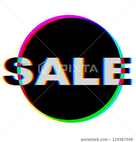 Retro Glitch Effect Text Sale Graphic in Neon Colors for 80s, Y2K Aesthetic 129367399