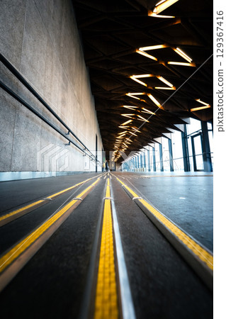 The wooden ceiling and passageway at Hoshoji Station The wooden ceiling and passageway at Hoshoji Station 129367416