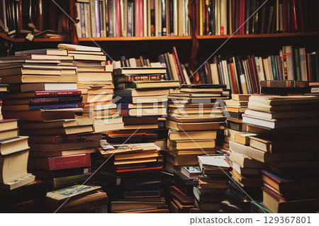Stock photo showing the texture of a pile of unread books and paper Stock photo showing the texture of a pile of unread books and paper 129367801