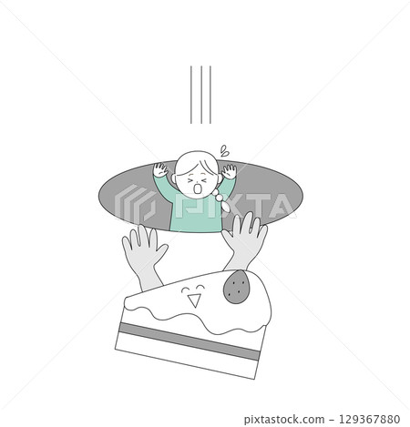 A woman falls into a hole after being pulled by a sweet A woman falls into a hole after being pulled by a sweet 129367880