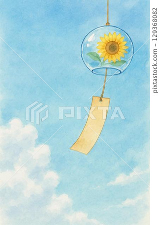 Summer blue sky and wind chimes 129368082