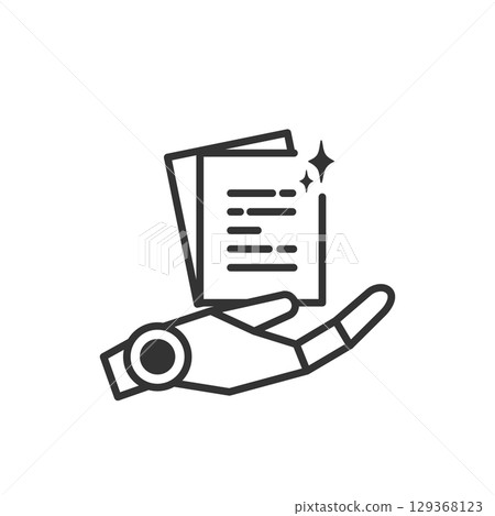 Vector line icon of document creation using AI technology (artificial intelligence) 129368123