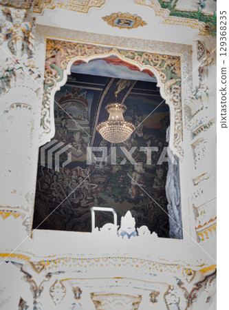 Wall Murals and painting inside Main Hall Benjarong. Wall Murals and painting inside Main Hall Benjarong. 129368235