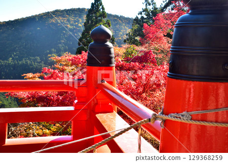 Autumn leaves at Kurama-dera Temple, a temple associated with Ushiwakamaru Autumn leaves at Kurama-dera Temple, a temple associated with Ushiwakamaru 129368259