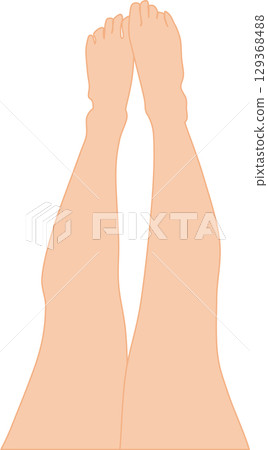 一個人在泳池邊將腿伸入泳池的插圖 129368488