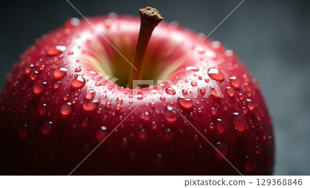 Fresh and Healthy Red Apple with Water Droplets, Macro Photography, Delicious Fruit Still Life Fresh and Healthy Red Apple with Water Droplets, Macro Photography, Delicious Fruit Still Life 129368846