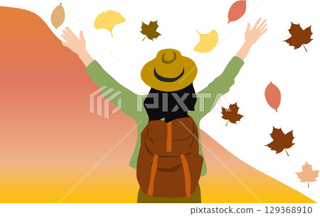 Illustration of fallen leaves in autumn 129368910