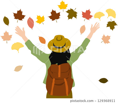 Illustration of fallen leaves in autumn 129368911