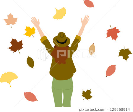 Illustration of fallen leaves in autumn 129368914