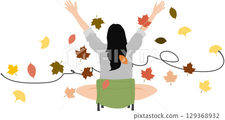 Illustration of fallen leaves in autumn 129368932