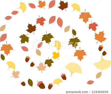 Illustration of fallen leaves in autumn 129368936