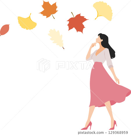 Illustration of fallen leaves in autumn Illustration of fallen leaves in autumn 129368959