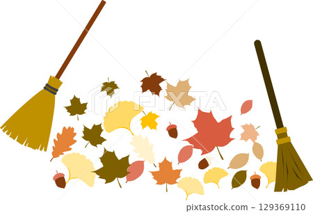 Illustration of fallen leaves in autumn 129369110