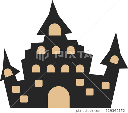 Castle illustration (night, Halloween) 129369152