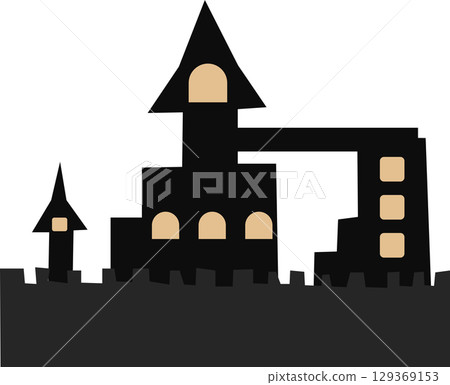 Castle illustration (night, Halloween) Castle illustration (night, Halloween) 129369153