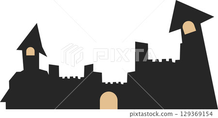 Castle illustration (night, Halloween) 129369154