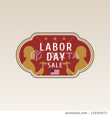 labor day badge with male and female silhouette labor day badge with male and female silhouette 129369372