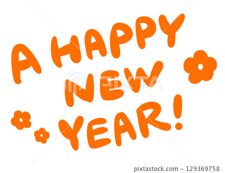新年快樂手寫字體 新年快樂手寫字體 129369758