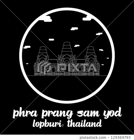 Circle Icon Phra Prang Sam Yod. Vector illustration Circle Icon Phra Prang Sam Yod. Vector illustration 129369765