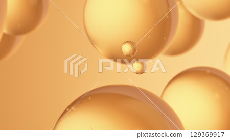 Amber bubbles with microdroplets. Abstract background Amber bubbles with microdroplets. Abstract background 129369917