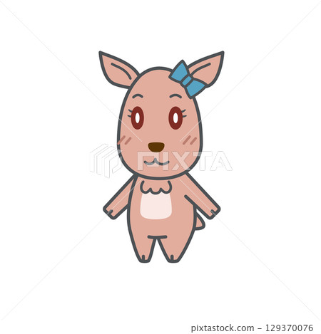 鹿插圖（雌性，普通風景） 129370076