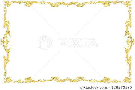 金色手繪裝飾框架。水平。 129370180