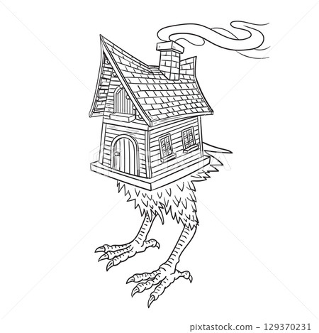 Coloring Baba Yaga Hut Coloring Baba Yaga Hut 129370231