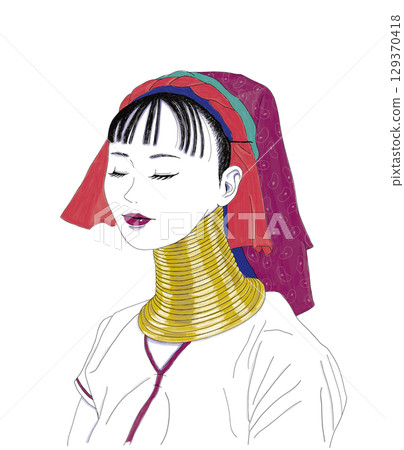 微笑的長頸女人 129370418