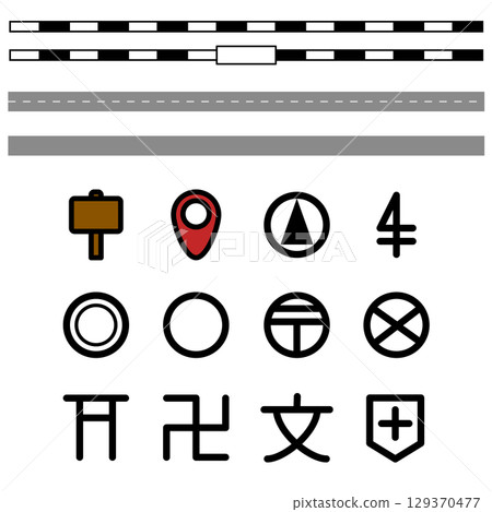 簡單可愛的地圖符號插圖 簡單可愛的地圖符號插圖 129370477