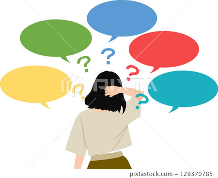 Illustration of a woman thinking 129370785