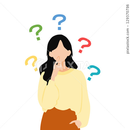 Illustration of a woman thinking Illustration of a woman thinking 129370786